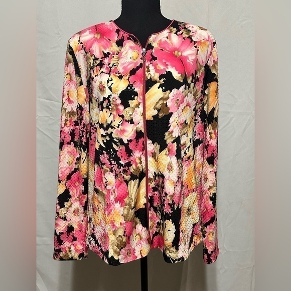 TANJAY Floral Zip Jacket Size M - Picture 1 of 5